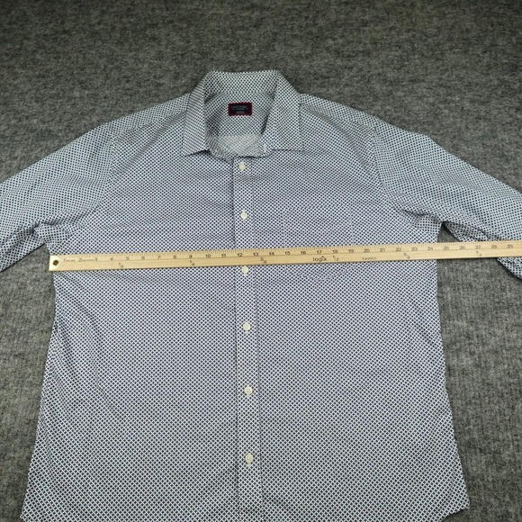 UNTUCKit Shirt Mens Extra Large White Blue Geometric Moreschi Regular Fit Casual - Picture 8 of 12